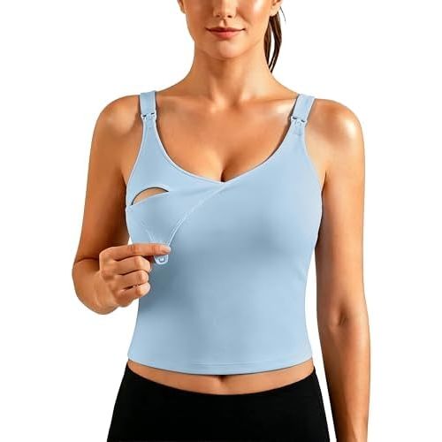 Ecavus Nursing Bras for Breastfeeding,Longline Sports Nursing Tank Tops