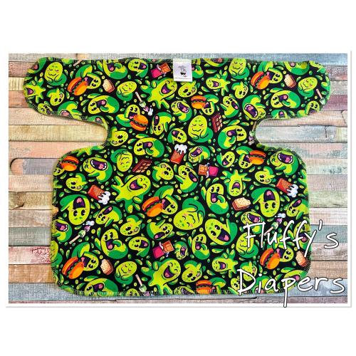 Preflat - OS One Size Green Ghost Stretchy Preflat Cloth Diaper Ready To Ship