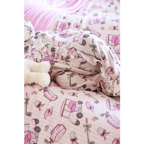 Ruffle Zipper Footie in Caddie Crew Pink | Caden Lane