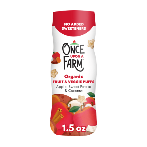 Once Upon a Farm Organic Baby Puffs Apple, Sweet Potato & Coconut 1.5oz Canister