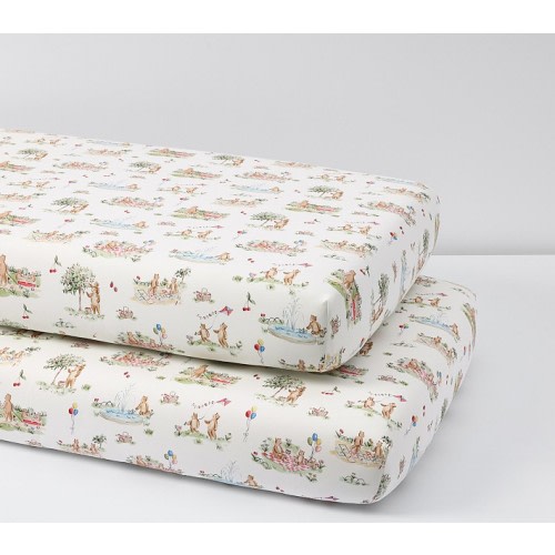 Riley Sheehey Menagerie in the Park Bears Organic Cotton Crib Fitted Sheet
