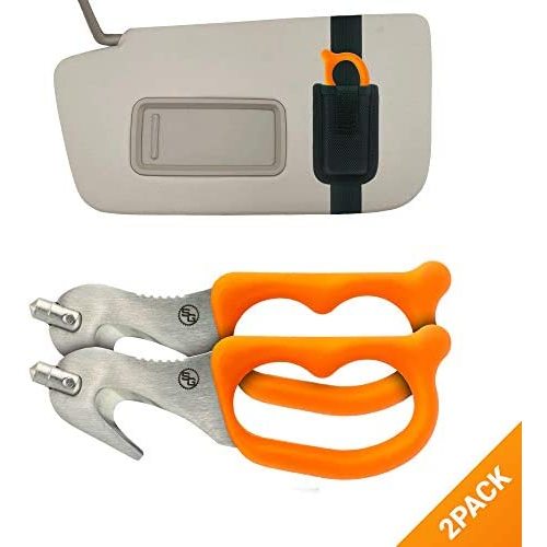StatGear SuperVizor XT Auto Emergency Rescue Escape Tool - Seatbelt Cutter & Window Glass Breaker Hammer Survival - Mounts Right to Your Sun-Visor! Pack of 2