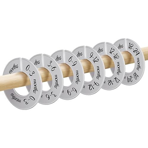 Pro Goleem Baby Closet Dividers Gray Baby Closet Organizer for Nursery Baby Clothes Size Age Dividers Fits 1.5" Rod 6 PCS