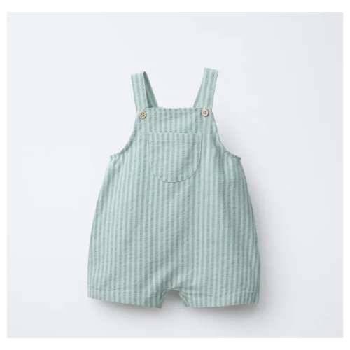 STRIPED OVERALL SHORTS - Sea green | ZARA United States