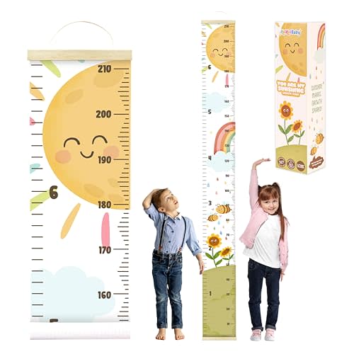 KooKooBaby Kids Growth Chart for Wall - 82"x7.9" Premium Canvas Removable Height Chart for Kids Height Measurement for Wall, Height Chart Measuring for Kids & Baby, Child Height Wall Chart