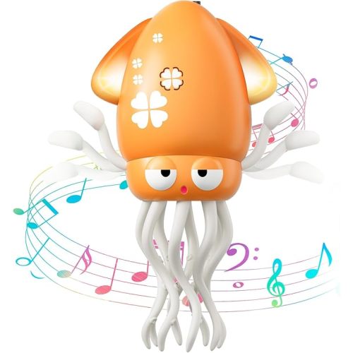 Dancing Squid Baby Toy, Tummy Time Toys, Rechargeable Crawling Octopus Toys with Music and Light for 3-6 6-12 12-18 36 Months 1 Year Old Learning Walking Toddle Boy Girl 1st Birthday Valentines Gifts