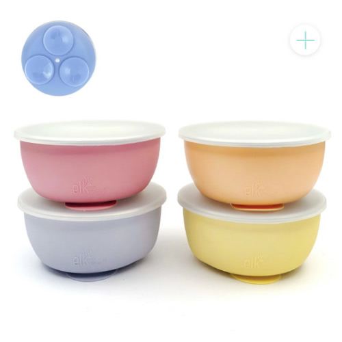 Stainless Steel Bowl with Silicone Suction Sleeve + Lids