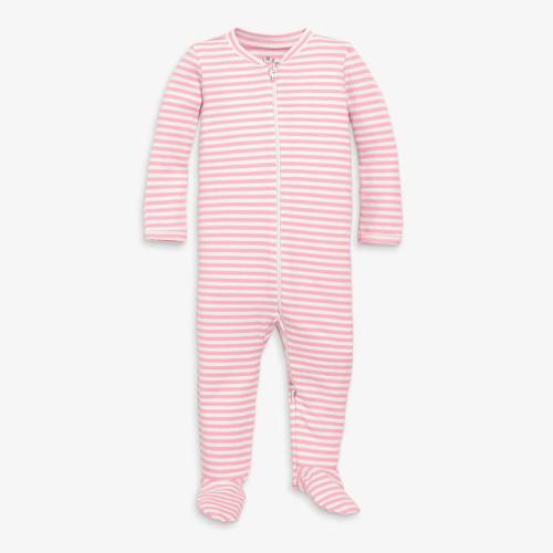 Baby organic zip footie in stripe