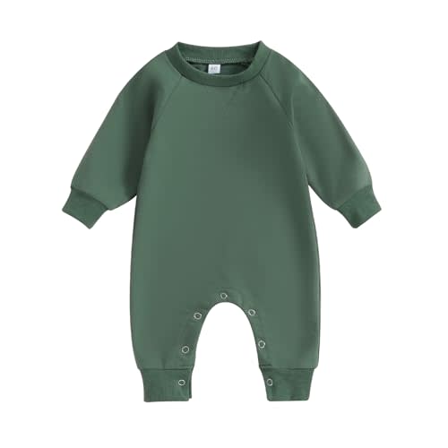 Lukivech Newborn Infant Baby Boy Girl Clothes Solid Color Long Sleeve Romper Jumpsuit One Piece Bodysuit Fall Winter Outfit