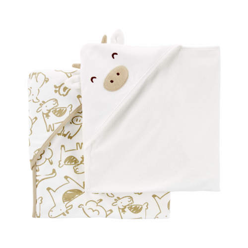 Baby 2-Pack Hooded Baby Towels - Style,White/Brown
