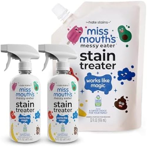 Miss Mouth's Messy Eater Stain Treater Spray Bundle - Laundry Stain Remover for Clothes - Baby & Kids Safe Formula - EPA Safer Choice Certified - 2 x 16oz Sprays + 32oz Refill Pouch