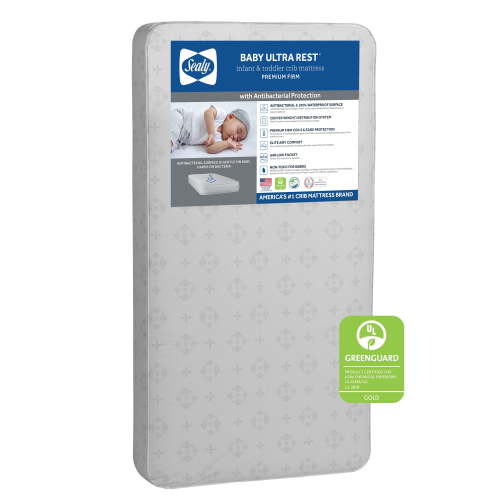 Sealy Baby Ultra Rest 2-Stage Antibacterial Crib & Toddler Mattress, 204 Coil