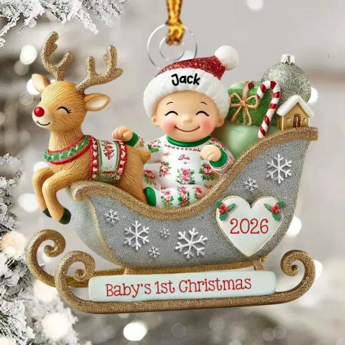 Personalized Baby's 1st Christmas Sleigh Ornament,Newborn Keepsake,New Baby Ornament,Baby Boy Ornament,Baby First Christmas Gift