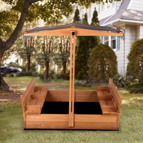 47" x 52" Solid Wood Square Sandbox With Cover