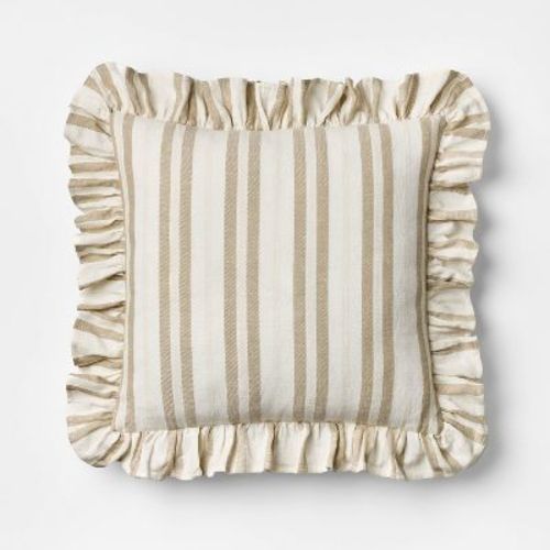 Square Woven Stripe Throw Pillow with Ruffle - Threshold™ designed with Studio McGee