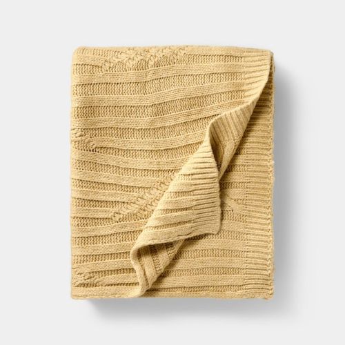 Tan Cable Rib Throw - 50 x 60" - Threshold designed with Studio McGee