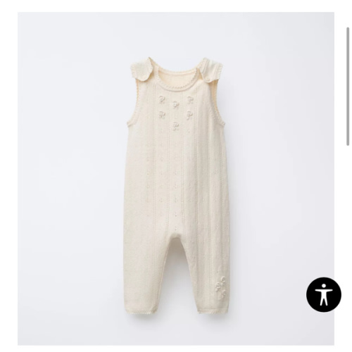 OPENWORK AND EMBROIDERED KNIT OVERALLS - Ecru | ZARA United States