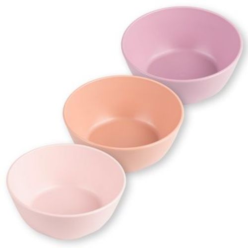 Tiny Twinkle Tableware 3-Pack Bowl Set, BPA-Free Cups, Plates and Bowls for Kids/Toddlers (Rose, Peach, Lilac)