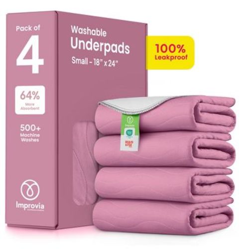 IMPROVIA® Washable Underpads 18”x24”, Heavy Absorbency Waterproof Incontinence Pads for Kids, Adults & Pets – Protects Bed, Couch, Sofa & Floor