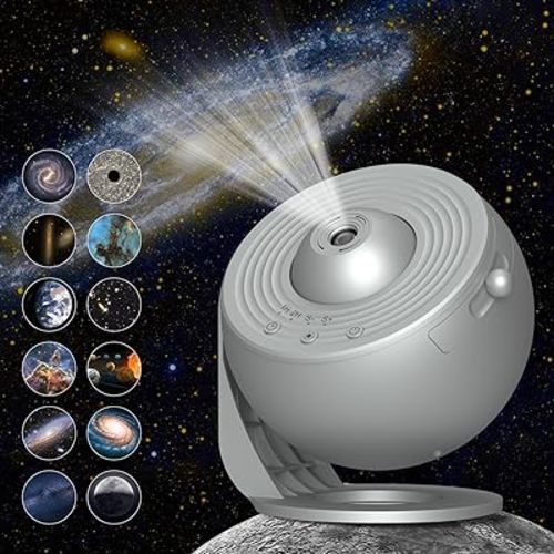 Galaxy Projector for Bedroom, HD Image Star Projector Galaxy Light Adjustable Knob, 13 Film Discs Planetarium Projector for Kids, 360° Rotating 1/2h Timer Simple 3-Button Control