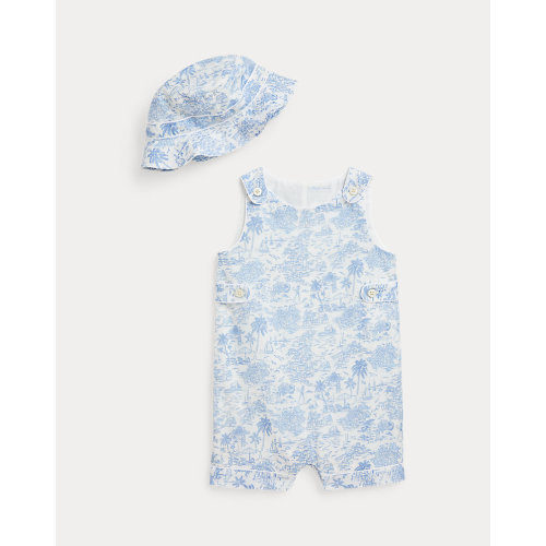 Riviera Toile Cotton Overall & Hat Set