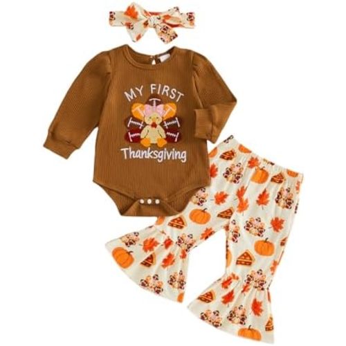 My First Halloween Baby Girl Outfit Newborn Romper Flare Pants Set