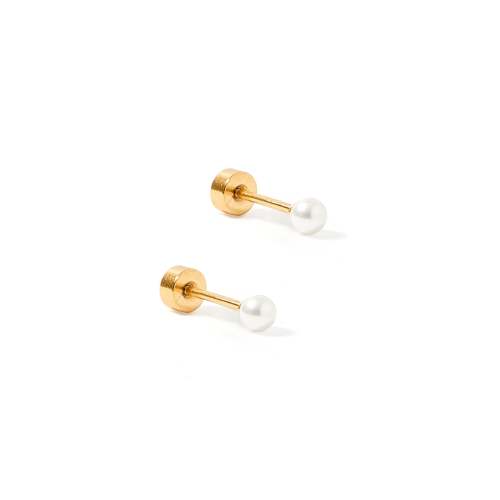 Screwback Stud Earrings - Payton Pearl White 3mm