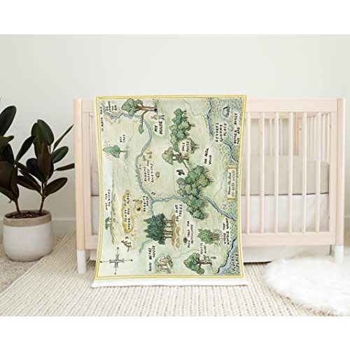 Map of The Hundred-Acre Forest Baby Blanket, Hundred Acre Forest Nursery, The Famous Bear Character Baby Blanket Minky, The Famous Bear Character Baby Shower (Minky, Light Yellow)