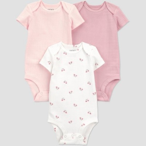 Carter's Just One You® Baby Girls' 3pk Floral Bodysuit - Ivory/Pink Newborn