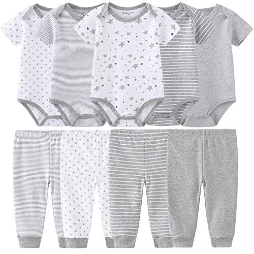 Baby Layette Set Baby Boys' 9-Piece Bodysuits Pants Set Toddler Girl Boy Unisex Baby Gift Sets
