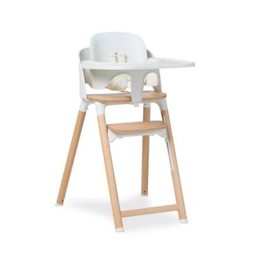 Lalo 7-in-1 Convertible Wooden Standard High Chair II - Natural Wood and White