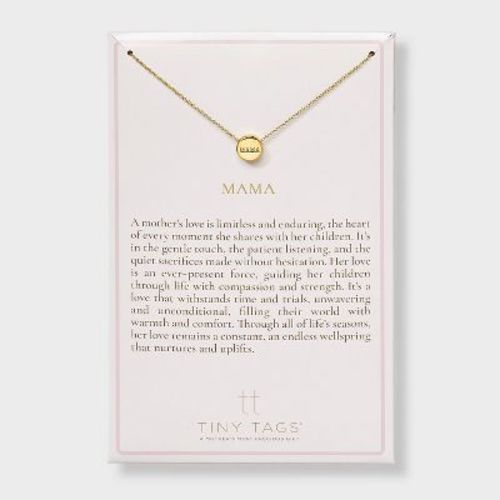 Tiny Tags 14K Gold Ion Plated Mama Slider Circle Pendant Necklace - Gold