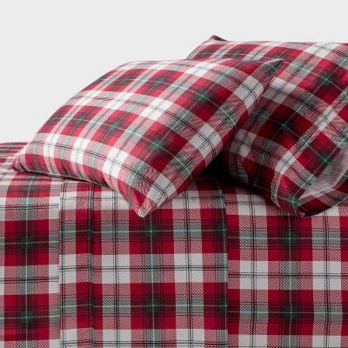 Twin/Twin XL Holiday Cotton Performance Sheet Set St Nicholas Tartan - Threshold™
