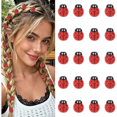 YISSION 20Pcs Mini Ladybug Braid Hair Clips Whimsical Hair Charms for Women