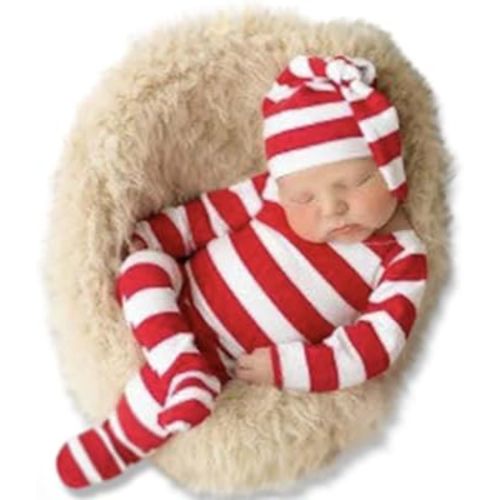 ForBaysy Newborn Baby Christmas Photo Props Outfit Infant Boys Girl Photoshoot Costume Red jumpsuit With Xmas Hat