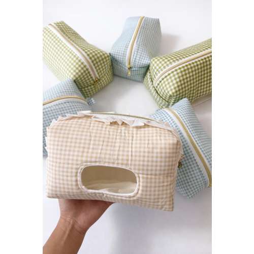 Gingham Diaper and Wipes Pouch | Handmade | New Mom Gift | Ruffle Diaper Pouch