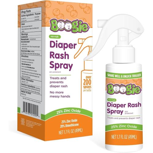 Boogie Diaper Rash Cream Spray for Baby, Travel Friendly No-Rub Touch Free Application for Sensitive Skin, Over 200 Sprays per Bottle, 1.7 oz (Pack of 1)