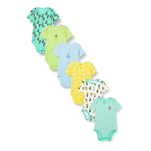 Amazon Essentials Disney | Marvel | Star Wars | Princess Baby Girls' Short-Sleeve Bodysuits, Pack of 6