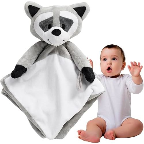 Riff Raff Baby Sleep Toy Soother - Musical Plush Racoon with White Noise & Lullaby - Lovey Security Blanket for Newborns & Infants