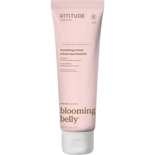 ATTITUDE Pregnancy Nourishing Body Cream, EWG Verified, Dermatologically Tested, Plant and Mineral-Based, Vegan Maternity Products, Argan Oil, 8 Fl Oz