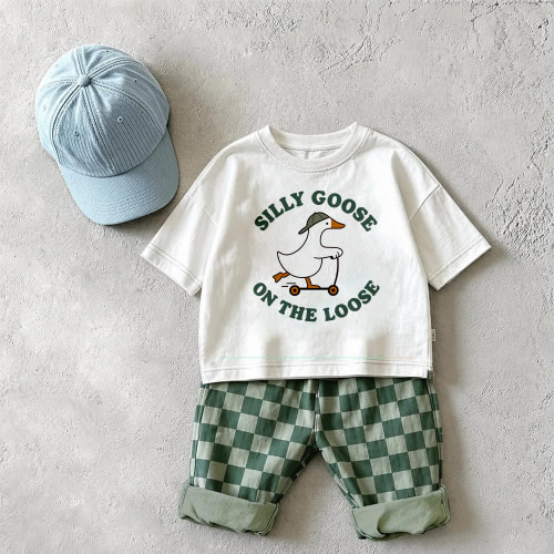 SILLY GOOSE ON THE LOOSE Baby & Kids Checkerboard 2 Piece Set