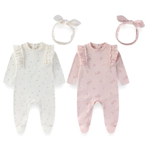Unisex Baby Boy Girl Footies Sets Cotton Long Sleeve Infant Rompers 0-12Months Babies' Outfits
