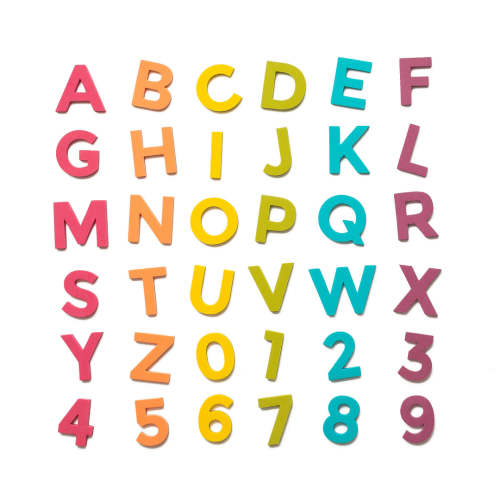 Modern Magnetic 2" Letters & Numbers, 36pc Soft Foam, Easy to clean, Rainbow Pop Alphabet Magnets for Learning, Play, Homeschool, Home Decor – The Type Set Co.