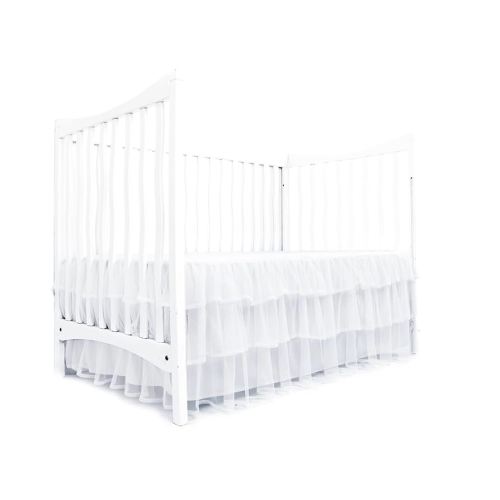 Tadpoles Triple Layer Tulle Crib Skirt | 28" x 52" with a 16" Drop | Made of 100% Polyester Panels, 80% Polyester & 20% Cotton Lining | Soft, Smooth & Durable | Ideal for Babies | White