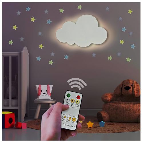 Cloud Lights - Nursery Decor Cloud Lamp, Rechargeable Baby Lamps with Remote, Hanging Lamp for Nursery, Kids Night Light with Timer & Touch Control (White)