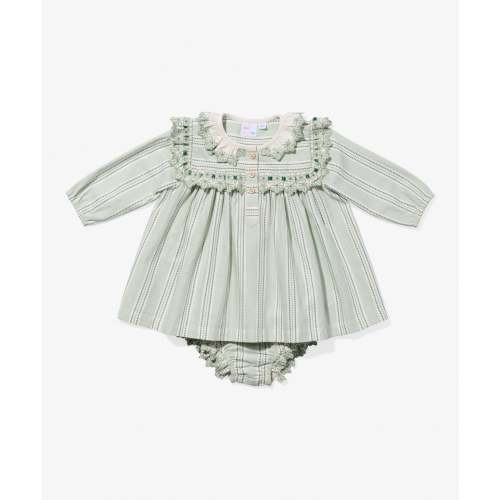 Sara Baby Dress - Sage Chevron Stripe
