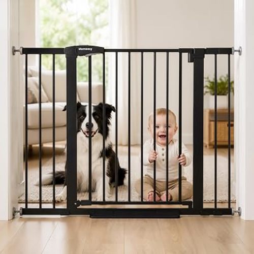 Mumeasy 29.7-46" Baby Gate for Stairs, Auto Close Dog Gate for Doorways