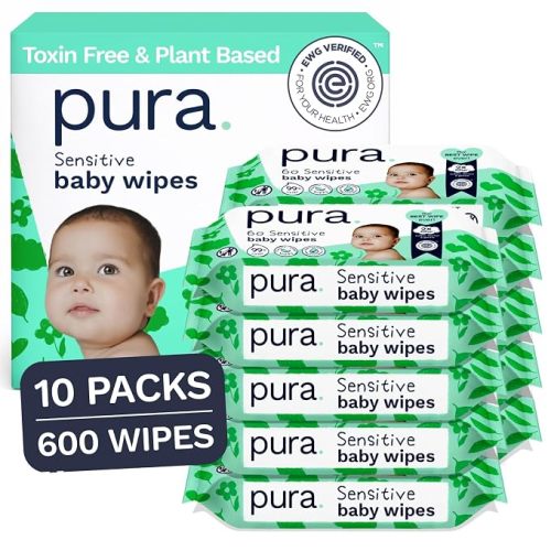 Pura Baby Wipes Unscented 600 Count Sensitive Skin with Aloe Vera