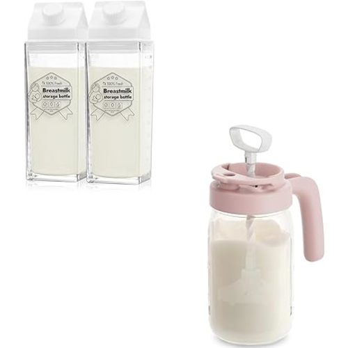 Papablic Glass Breastmilk Pitcher and Storage Bottles*2