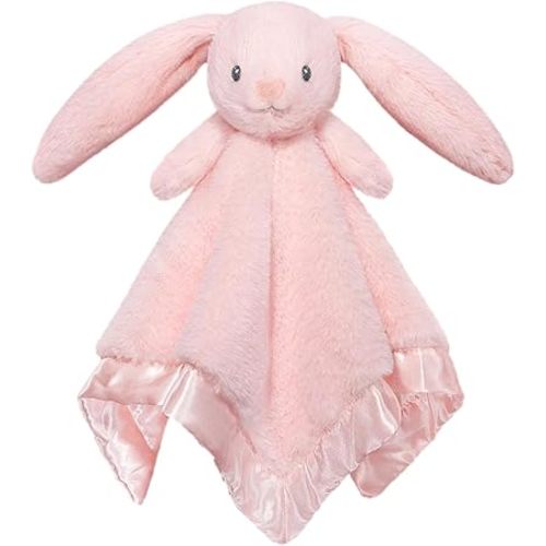 Baby Security Blanket Soft Plush Baby Bunny Snuggle Toy Lovely Stuffed Animals Shower Gift for Boys Girls Newborn Infants, Pink 16 Inch